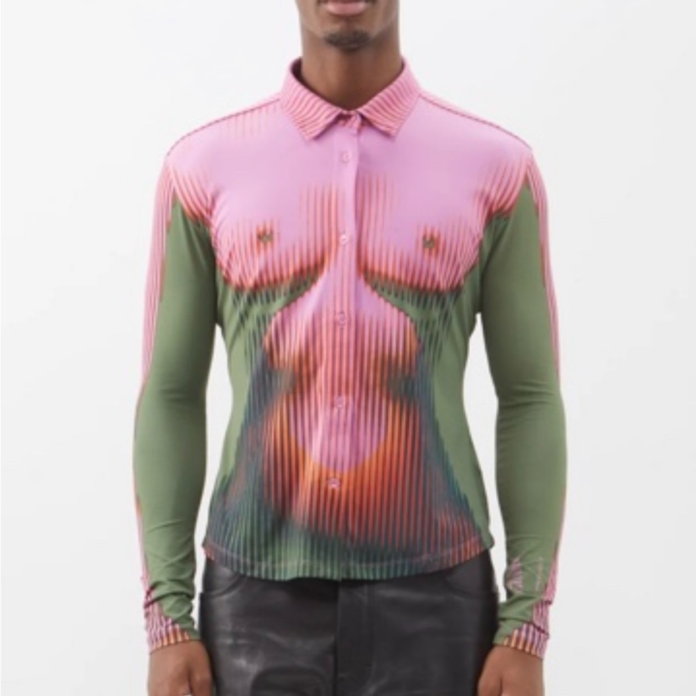Pink and Green Women's Top